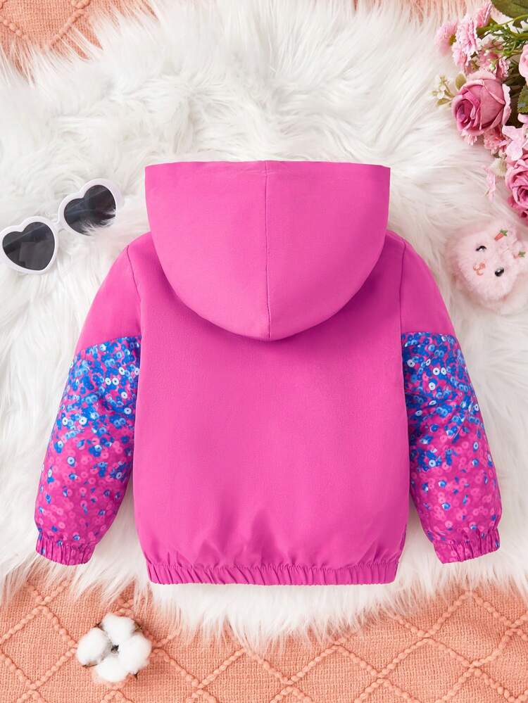 Baby Girl Graphic Zip Up Hooded Jacket