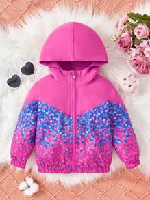 Baby Girl Graphic Zip Up Hooded Jacket - Multicolor - View 1