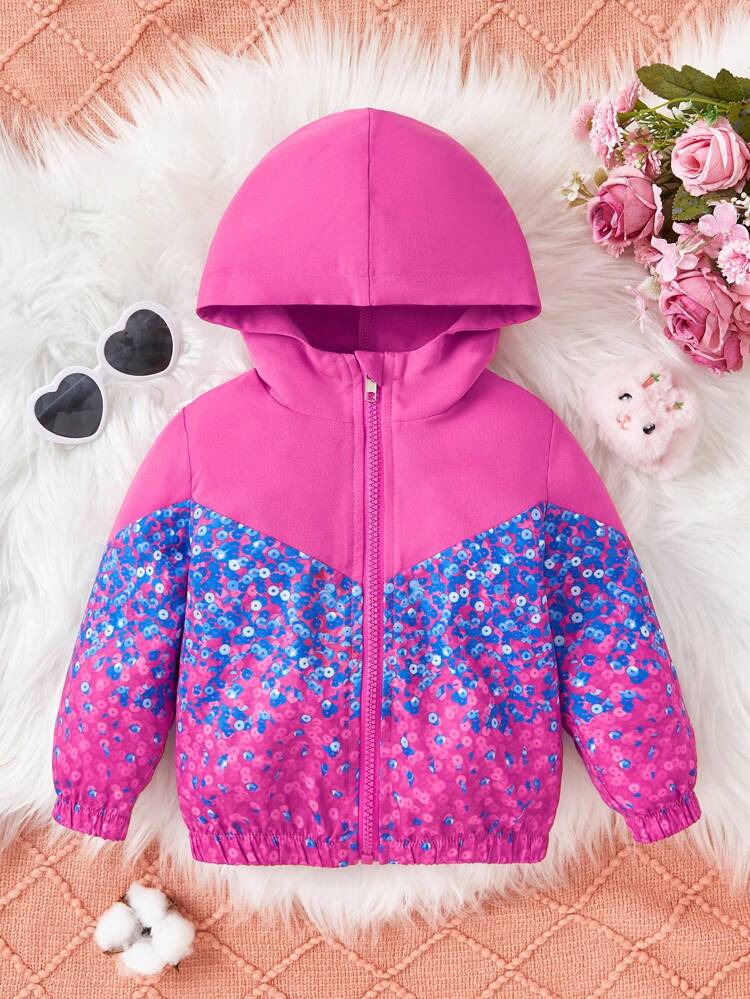 Baby Girl Graphic Zip Up Hooded Jacket