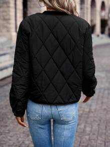 SHEIN Frenchy Chi tiết về Flap Áo khoác Quilted - màu đen - Xem 2