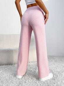 SHEIN PETITE In kẻ sọc Túi nghiêng Quần - Màu Hồng baby - Xem 2