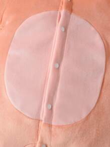 SHEIN 新生儿粉色可爱长袖连帽连体睡衣