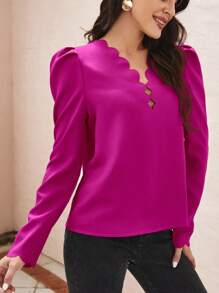 SHEIN Clasi Áo sơ mi nữ - Màu đỏ tím - Xem 3