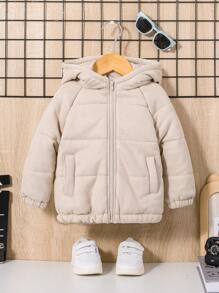 SHEIN Baby Boy Raglan Sleeve Hooded Padded Coat