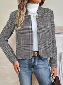 SHEIN LUNE Manteau À Carreaux Ouvert