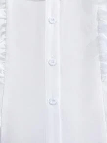 Tween Girl Ruffle Trim Bow Front Shirt,Holiday,Summer,Travel - White - View 6