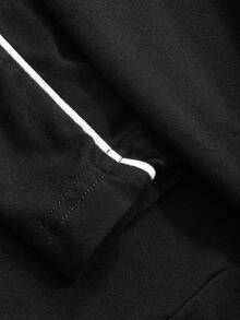 DAZY Contrast Trim Ruffle Hem Bodycon Dress - Black - View 4