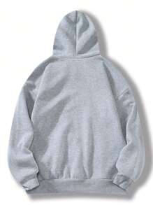 INAWLY Plus Letter Graphic Kangaroo Pocket Drawstring Thermal Hoodie, For Winter