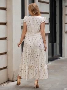 SHEIN LUNE Plus Polka Dot Print Ruffle Hem Dress - Black and White - View 2