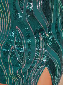 SHEIN BAE Plus Sequin Halter Bodycon Dress - Green - View 6