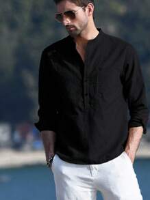 NITAGUT 男士休闲简约透气长袖衬衫