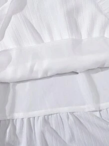 SHEIN 女大童喇叭袖荷葉邊下擺洋裝 - 白色 - 查看 7