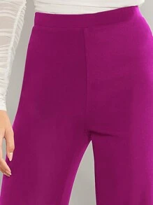 Firerie Pantalones de pierna ancha de unicolor para mujer para ir al trabajo - Rojo violeta - Ver 4