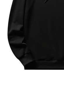 ROMWE MEN Goth Men Cross & Slogan Graphic Hoodie - Black - View 3