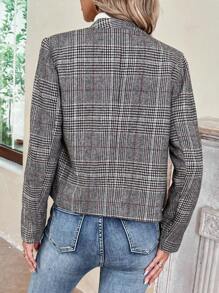 SHEIN LUNE Manteau À Carreaux Ouvert