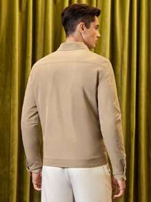 Manfinity VCAY 男士翻蓋口袋前紐扣夾克 - 棕色 - 查看 6