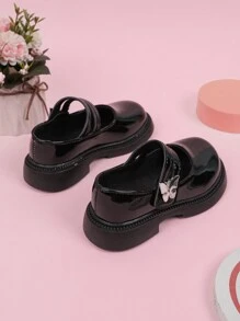 Simple And Stylish Metal Buckle Decorated Casual Party Princess Shoes - Black - View 2