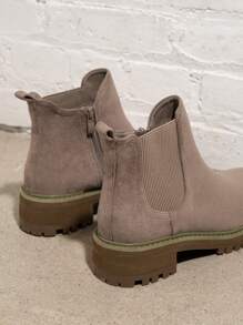 SHUZIA Women Shoes Round Toe Low Block Heel Taupe Chelsea Boots Women Ankle Boots And Short Boots Summer Shoes Spring Shoes Spring Break Easter Mother's Day Present - Khaki - View 4