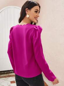 SHEIN Clasi Áo sơ mi nữ - Màu đỏ tím - Xem 2