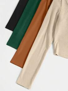 SHEIN Unity 4 piezas Camiseta de cuello scoop tejido de canalé - Multicolor - Ver 4