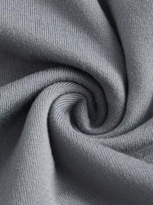 SHEIN MOOSTA 休閒不對稱純色大碼T恤 - 灰色 - 查看 4