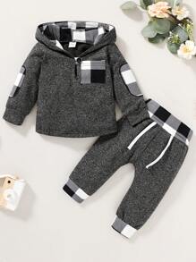 Baby Boys Plaid Print Hoodie & Sweatpants