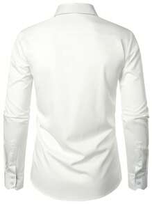 Men Contrast Trim Button Up Shirt - White - View 2
