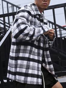 Manfinity Homme 男士格紋翻蓋口袋花呢外套 - 彩色 - 查看 6