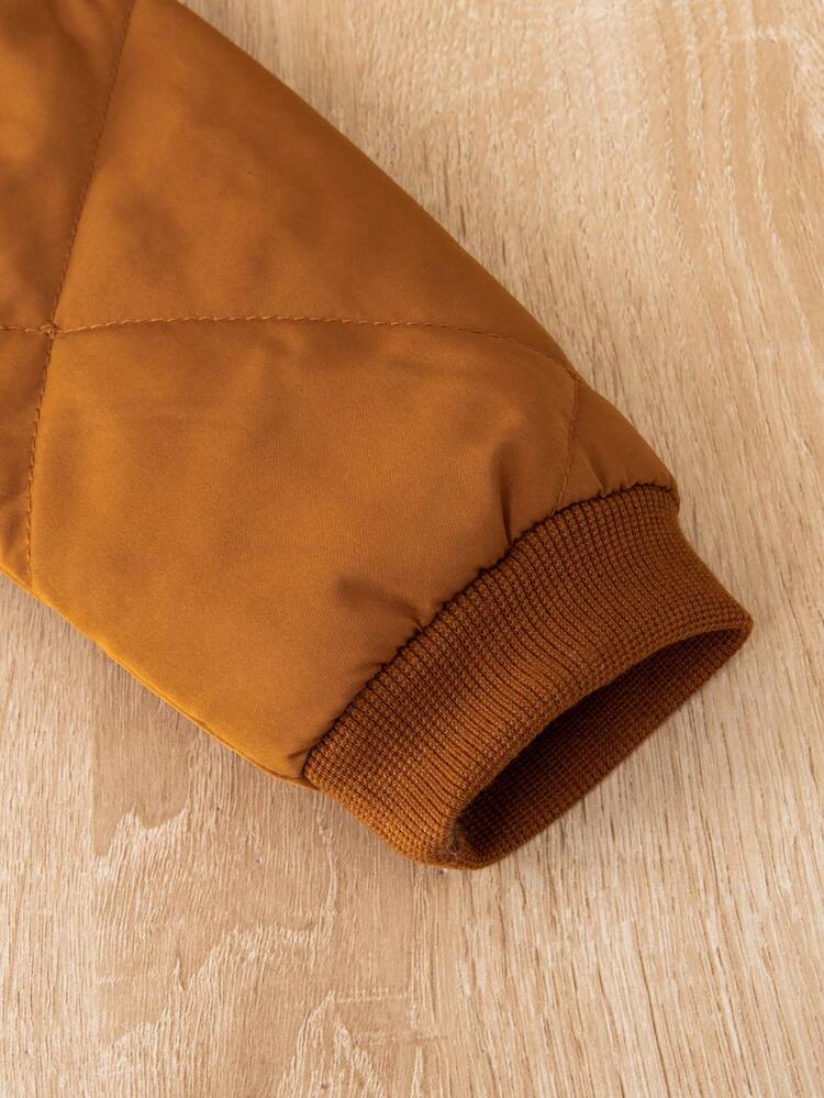 Baby Boy 1pc Flap Pocket Zipper Front Bomber Jacket