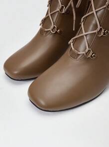 MOTF PREMIUM 女性時尚系帶靴 - 棕色 - 查看 5