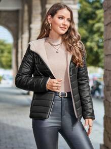 Aveloria Rosie Manteau matelassé décontracté simple à capuche doublé thermique, vêtements d'hiver