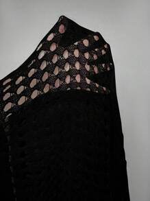 SHEIN LUNE Talla grande tejido abierto Jersey & de muslo con abertura Falda de punto sin set de lencería - Negro - Ver 5