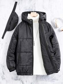 Tween Boy 1 件拉链连帽加厚外套和 1 个包