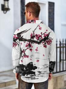 Manfinity Homme Taglie Forti Uomo Camicia con stampa paesaggio senza maglietta