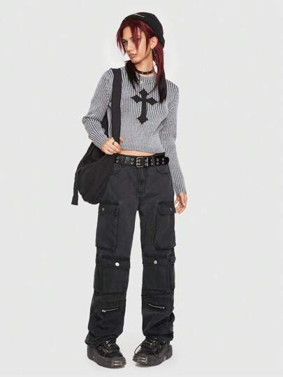 Grunge Punk Jeans cargo unicolor