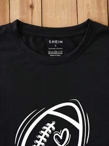 INAWLY Camiseta con estampado de letra - Negro - Ver 3