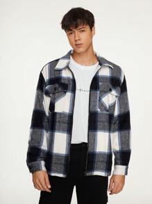 Manfinity NXTstreet Men's Plaid Print Flap Pocket Oversized Jacket - Multicolor - View 4