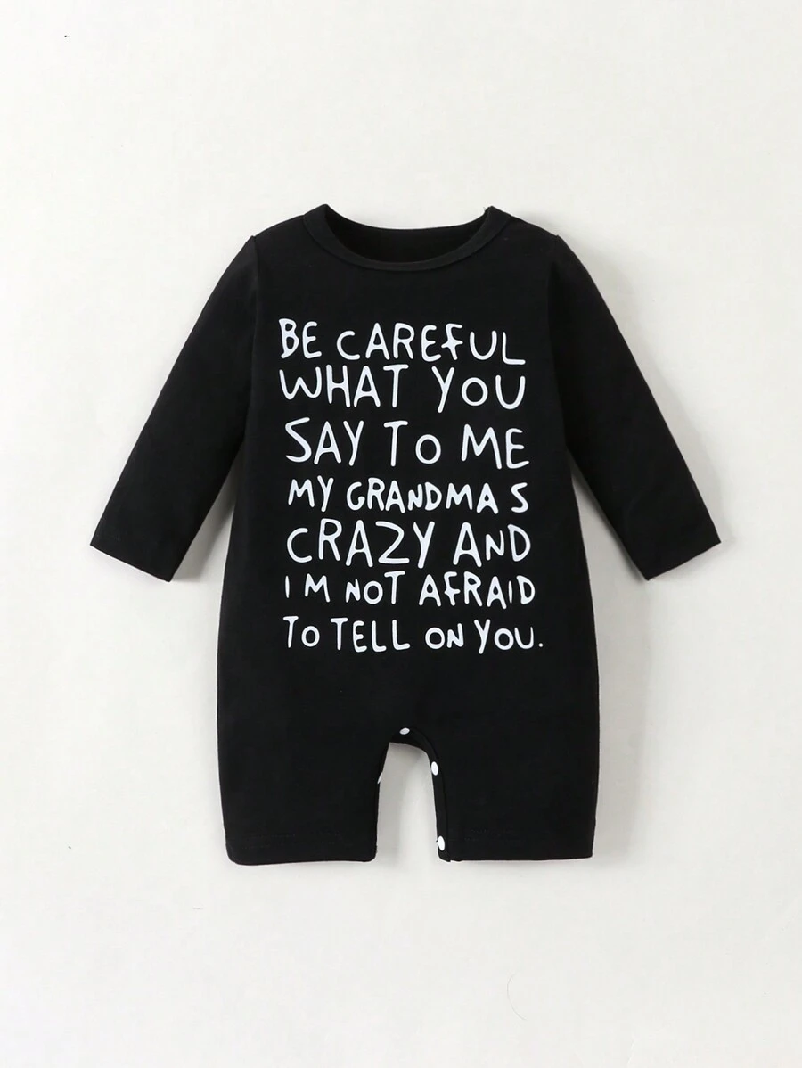 Bộ đồ liền thân cơ bản thường ngày dành cho bé trai với thiết kế in chữ vui nhộn - Màu Xám nhạt - Xem 1