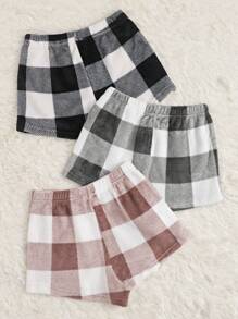 3件套水牛格纹印花蓬松睡裤，秋冬舒适服装 - 彩色 - 查看 2