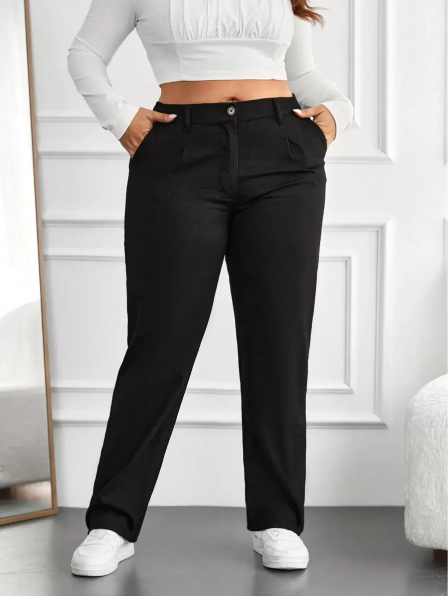 RueChic Plus Casual Slant Pocket Jeans - Black - View 1