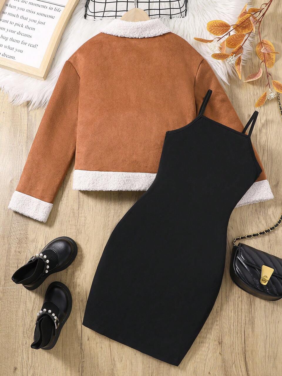 Tween Girl Teddy Lined Jacket & Cami Dress