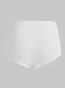 SHEIN EZwear 夏季弹性腰部休闲纯色骑行短裤 - 白色 - 查看 2