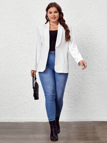 SHEIN LUNE 大碼西裝 - 白色 - 查看 5