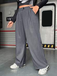 Flirla Taglie Forti Pantaloni dettaglio plissettato