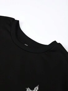 Men Cross Print Sweatshirt - Black - View 3