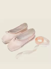 Fall/Winter Pink Women's Indoor Pointe Ballet Shoes,Flats - Pink - View 2