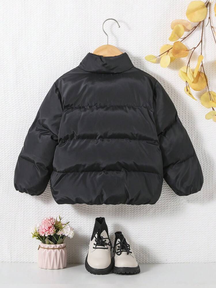 Young Girl Plush Lined Zipper Padded Coat