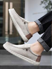 Nam Mùa thu Mới Giải trí Bằng phẳng Giày vải , Thoáng khí Giày thể thao Đối với Chân to - Màu be - Xem 3