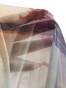 Tie Dye Lettuce Trim Mesh Top - Multicolor - View 4