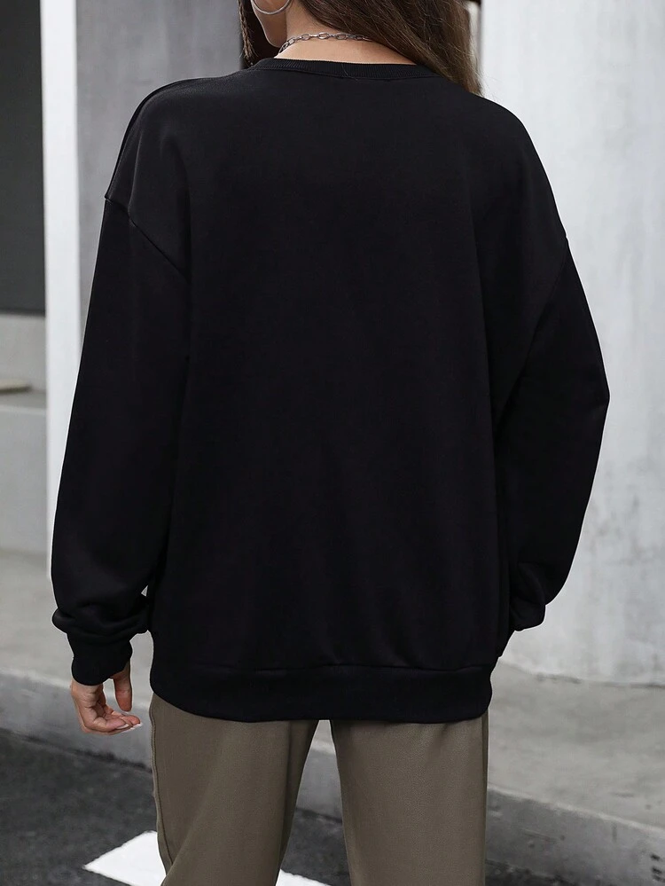 Letter Graphic Drop Shoulder Sweatshirt Pullover Fall Sweatshirt